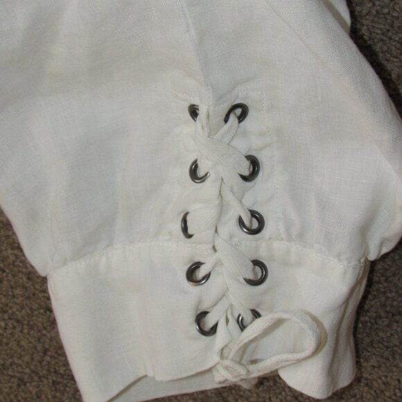 Soft Surroundings 100% Linen White Pull On Tie Hem Wide Leg Crop Pants sz Small - Picture 4 of 4